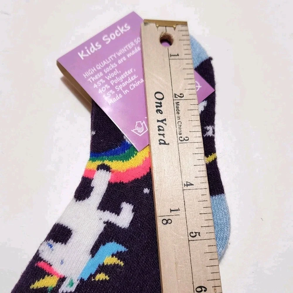 NEW High‎ Quality Thick Wool Blend Unicorn Socks 6 Each Fits Ages 4-7 Multicolor